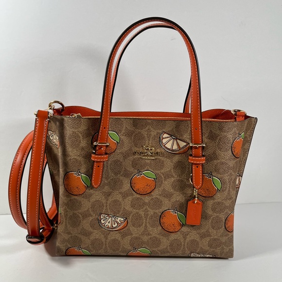 Coach Handbags - Coach Mollie Tote Bag 25 In Signature Canvas With Orange Print NWT